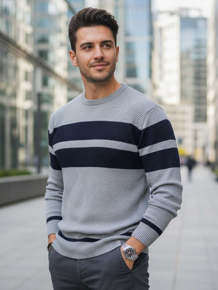 Pánský svetr Dstreet WX2329 Barva: Šedá - světle, Velikost: L