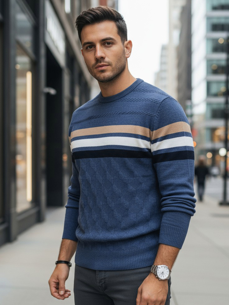 Pánský svetr Dstreet WX2333 Barva: Modrá - světle, Velikost: XL