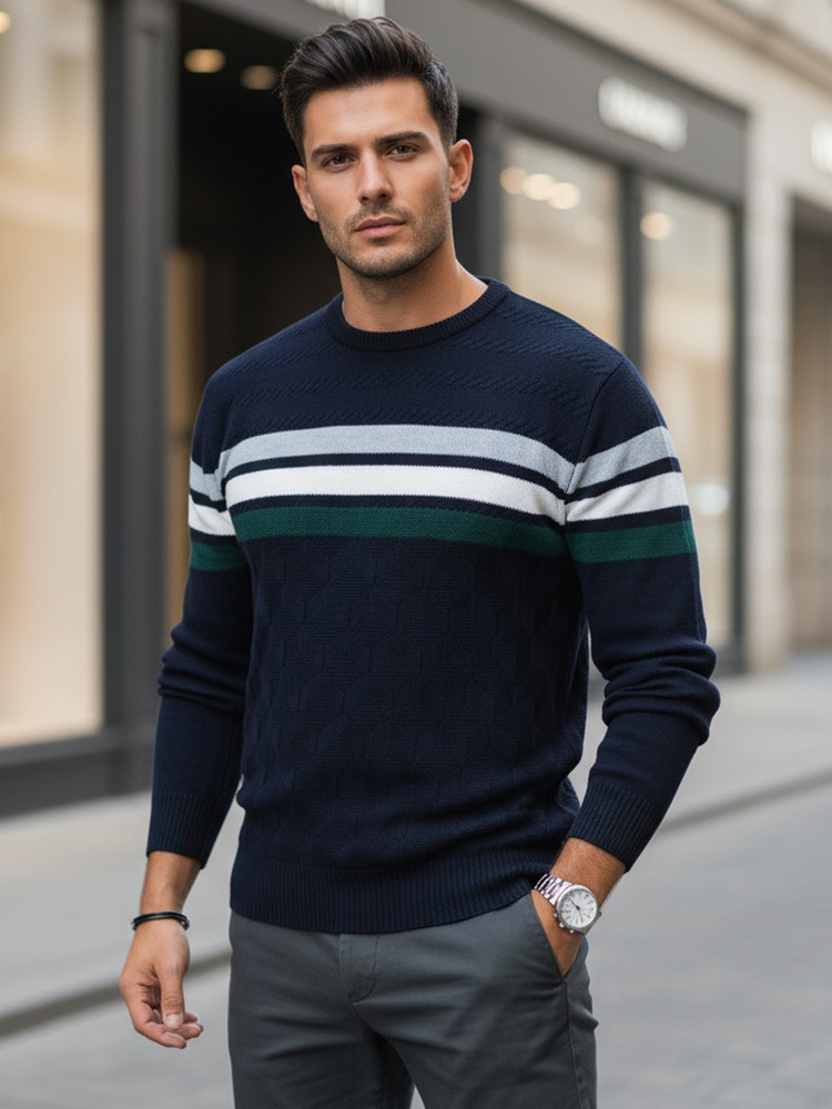 Pánský svetr Dstreet WX2333 Barva: Modrá, Velikost: M