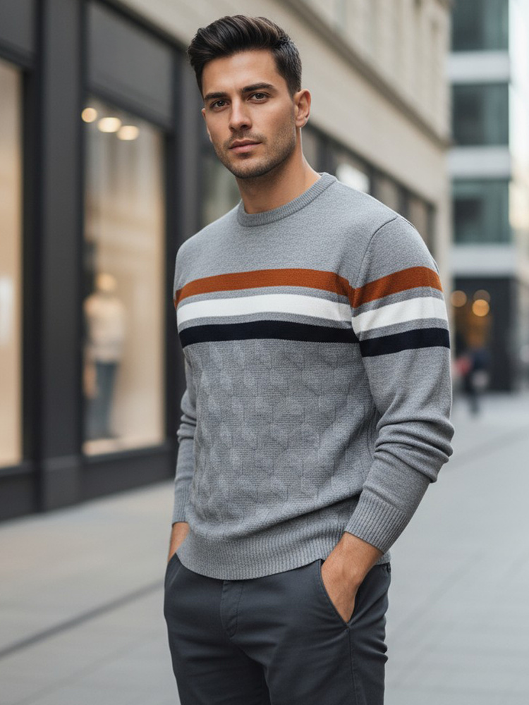 Pánský svetr Dstreet WX2333 Barva: Šedá - světle, Velikost: XL