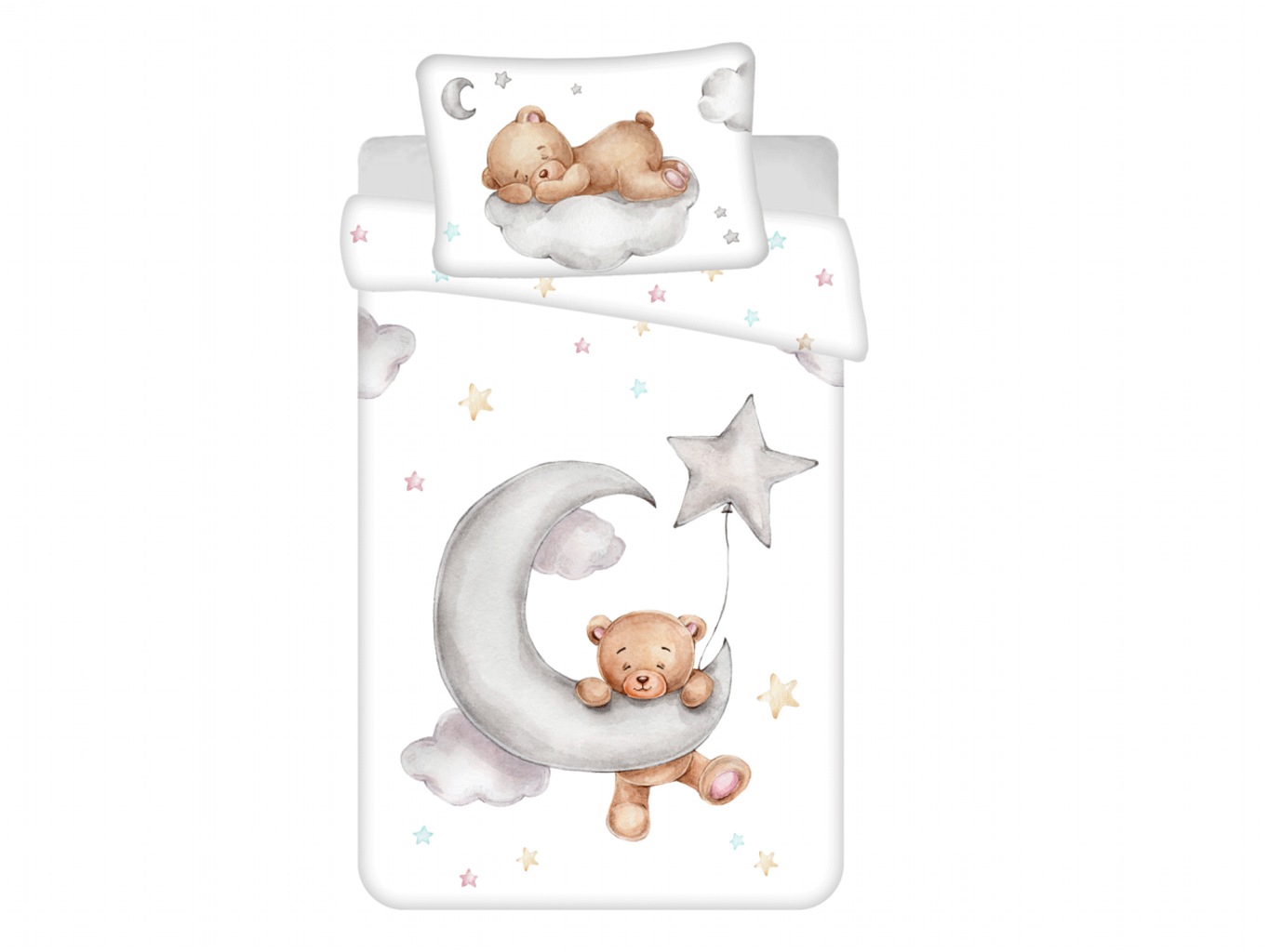 Jerry Fabrics Povlečení do postýlky Medvídek Moon baby 100x135, 40x60 cm