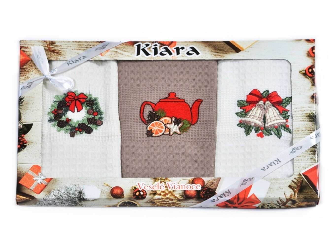 Praktik Vánoční dárková sada utěrek 50x70 cm Červená konvička - 3 ks