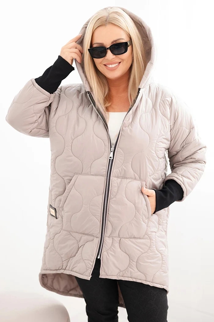 Kesi Dámská bunda Plus Size 5419 Barva: Béžová, Velikost: UNI