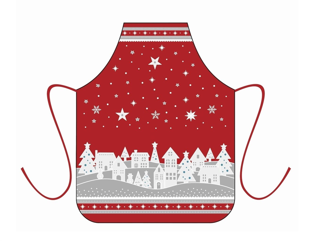 Forbyt Dětská zástěra Zimní vesnička červená 64x50 cm