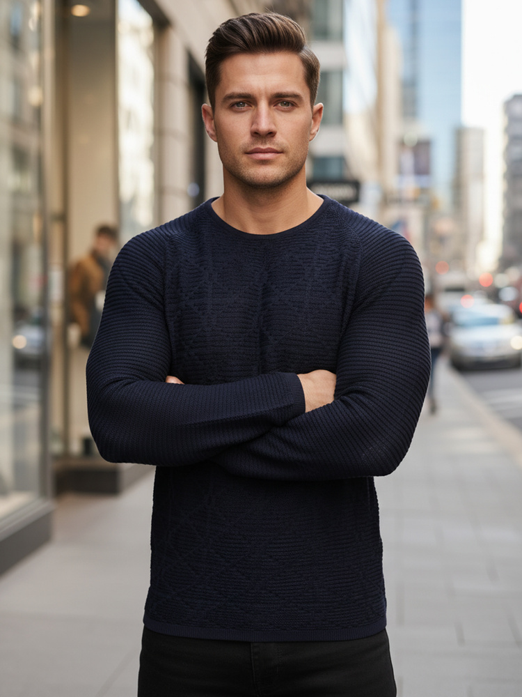 Pánský svetr tmavě modrý WX2300 M