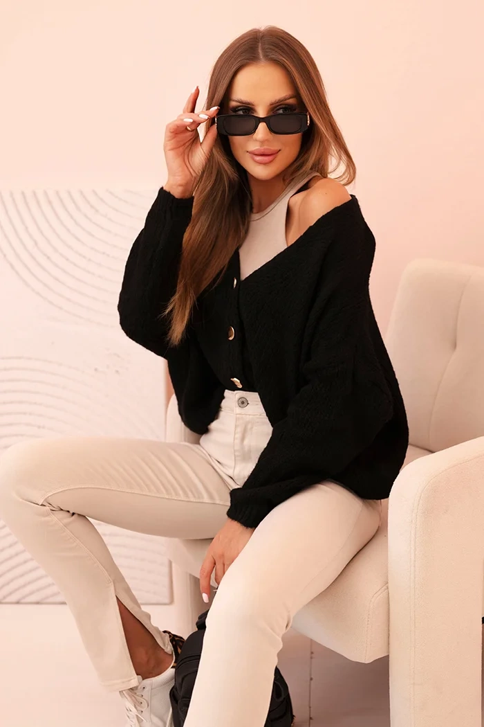 Kesi Svetr ART7090 s výstřihem do V Barva: Černá, Velikost: UNI