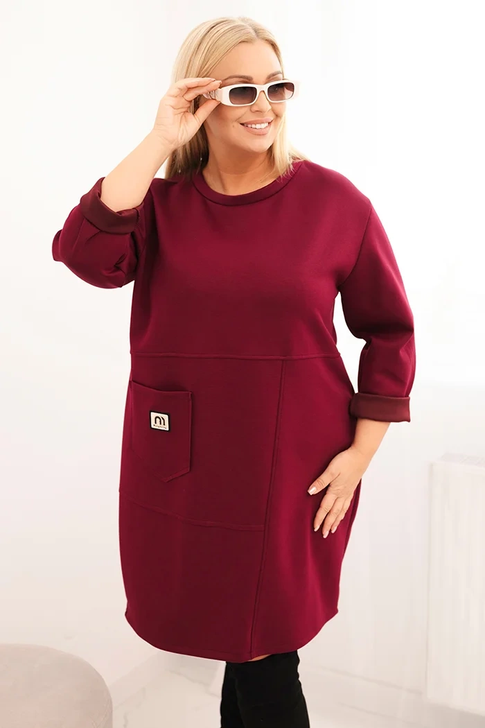 Kesi Dámské šaty 1965 Plus Size s kapsou a 3/4 rukávem Barva: Fialová, Velikost: UNI
