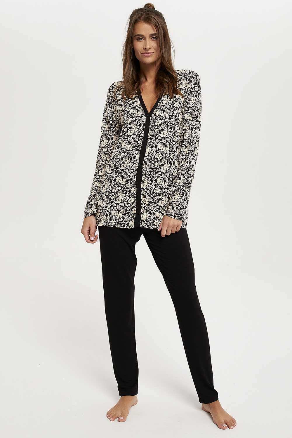 Dámské pyžamo z viskózy Italian Fashion Abisynia Barva: Černá, Velikost: M