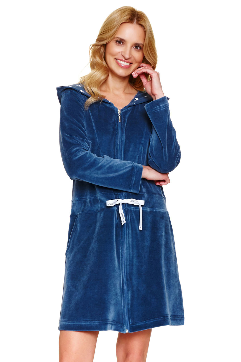 Dámský župan Doctor Nap SWO.1008 s kapucí Barva: Modrá - tmavě, Velikost: M