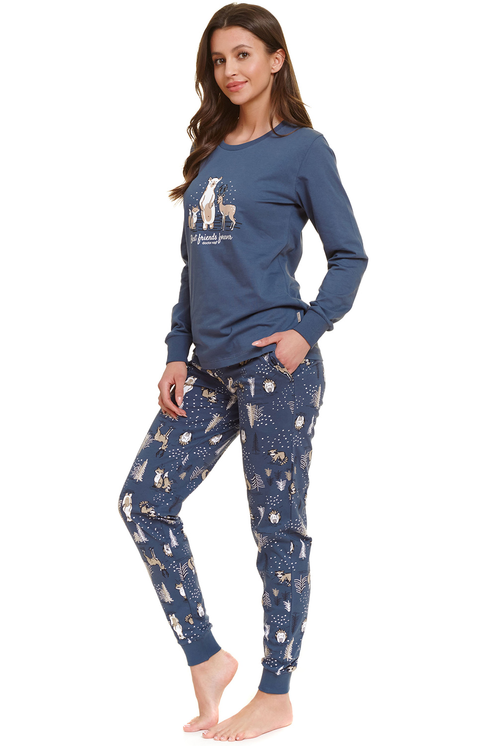 Dámské pyžamo Doctor Nap PM.4340 Barva: Modrá - tmavě, Velikost: L