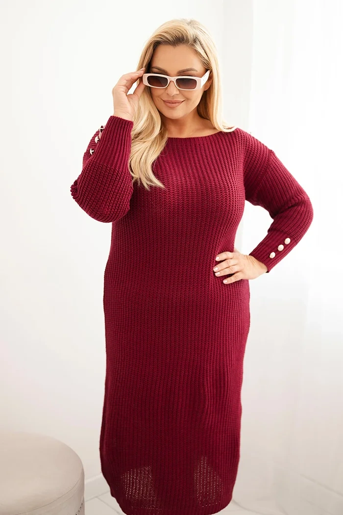 Kesi Dámské šaty PLUS1 Plus Size Barva: Bordó, Velikost: UNI