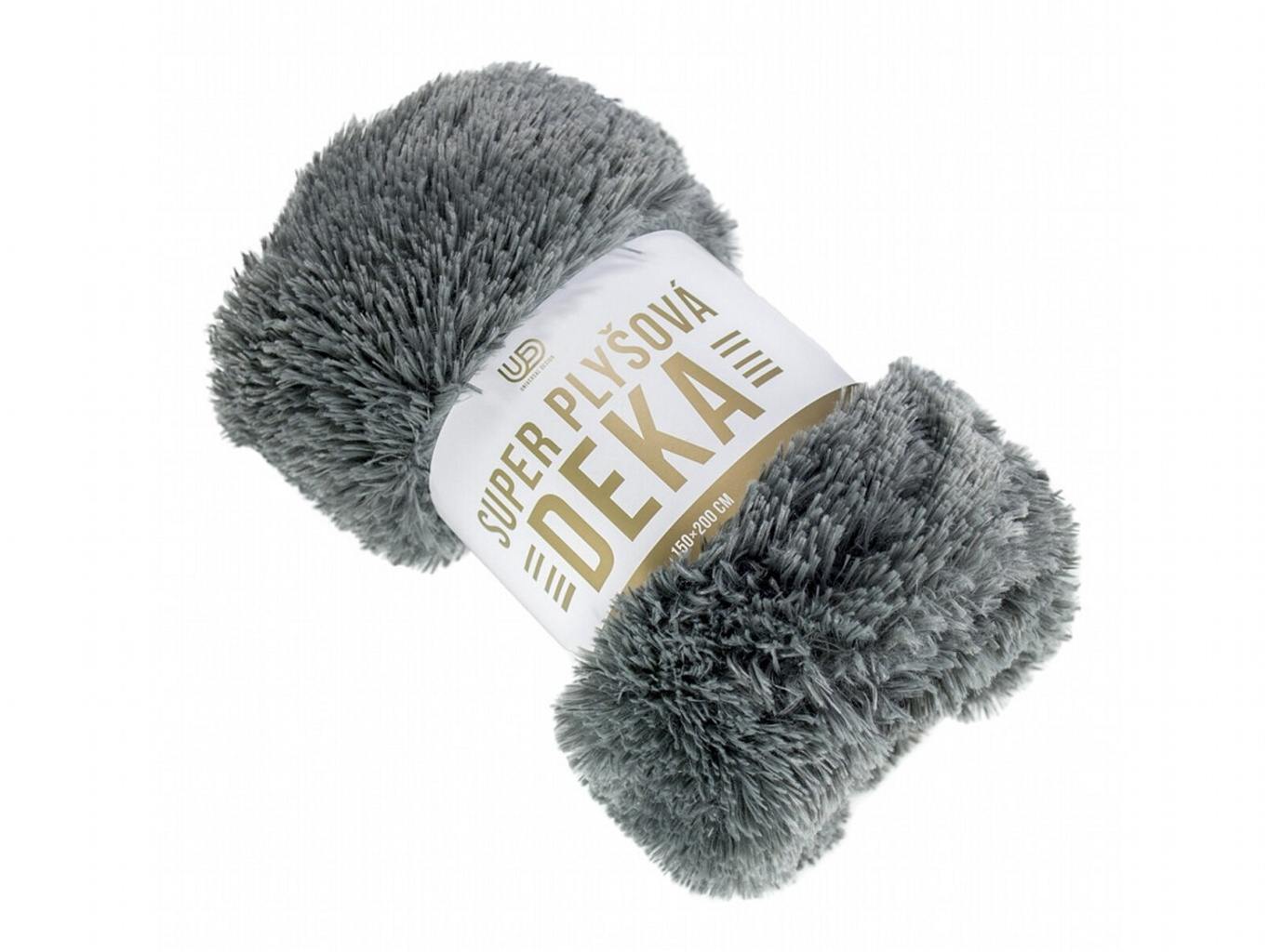 Deka s dlouhým vlasem tmavě šedá 150x200 cm