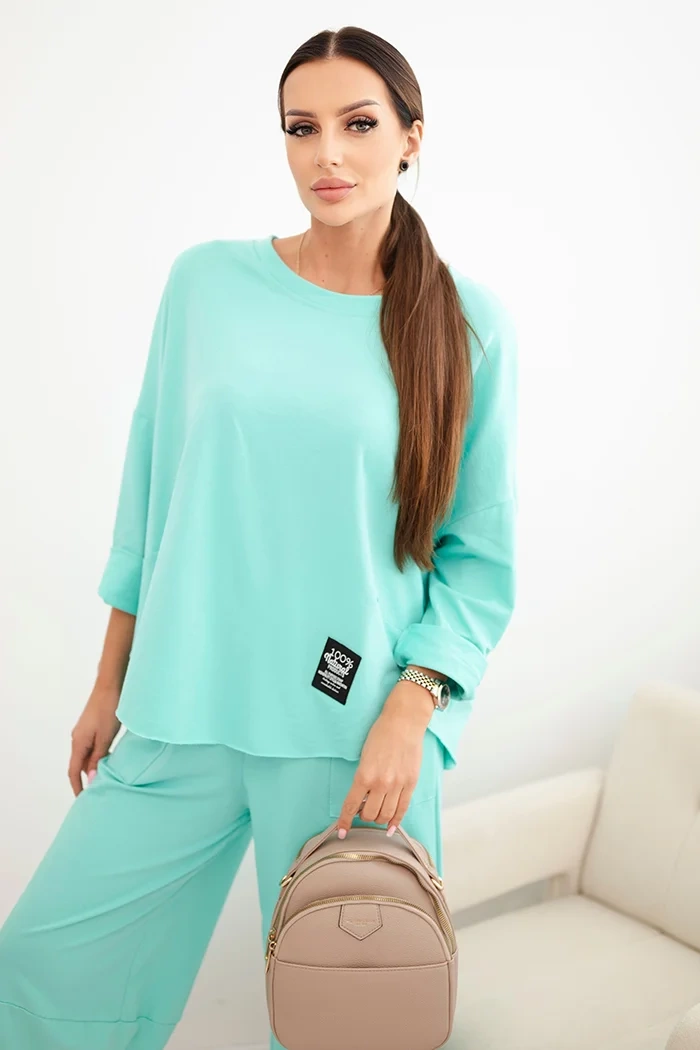 Kesi Komplet bavlněný mikina + kalhoty khaki Barva: Zelená - světle, Velikost: UNI