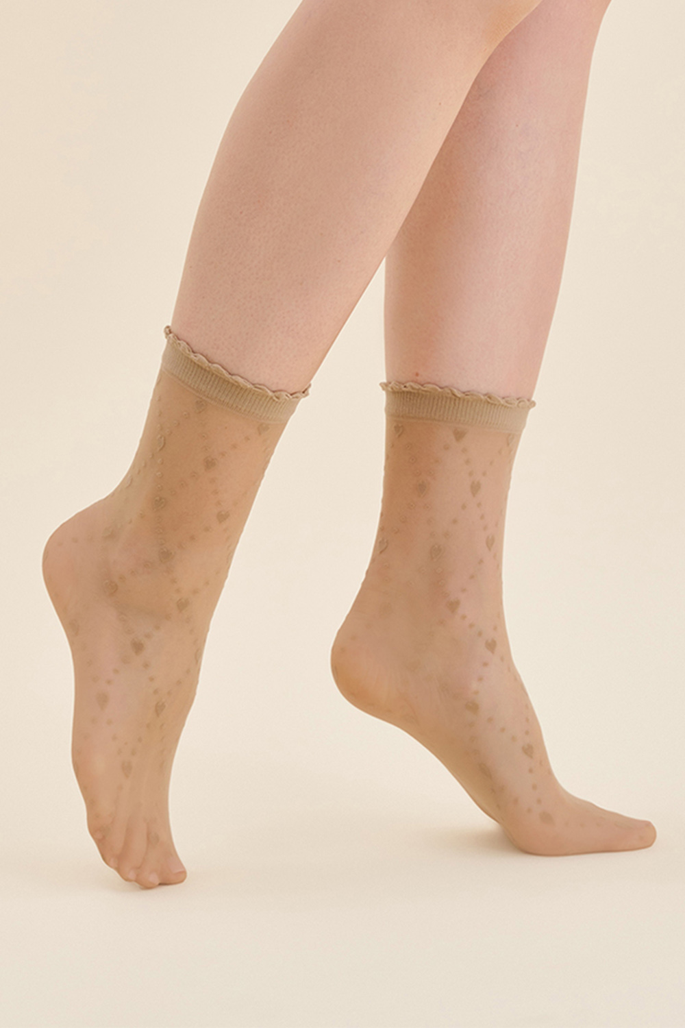 TENKÉ PONOŽKY - VZOR SUNI béžová UNI