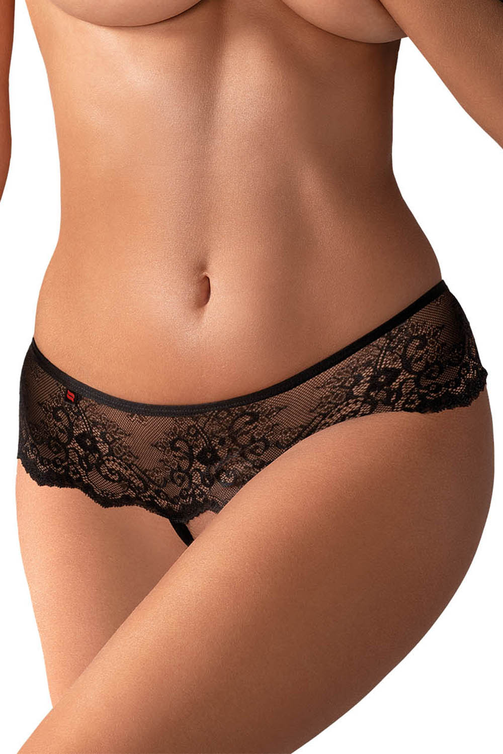 Kalhotky Obsessive Merossa crotchless panties Barva: Černá, Velikost: S/M