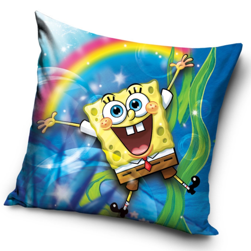 Levně Carbotex Dětský polštářek Sponge Bob a Duha