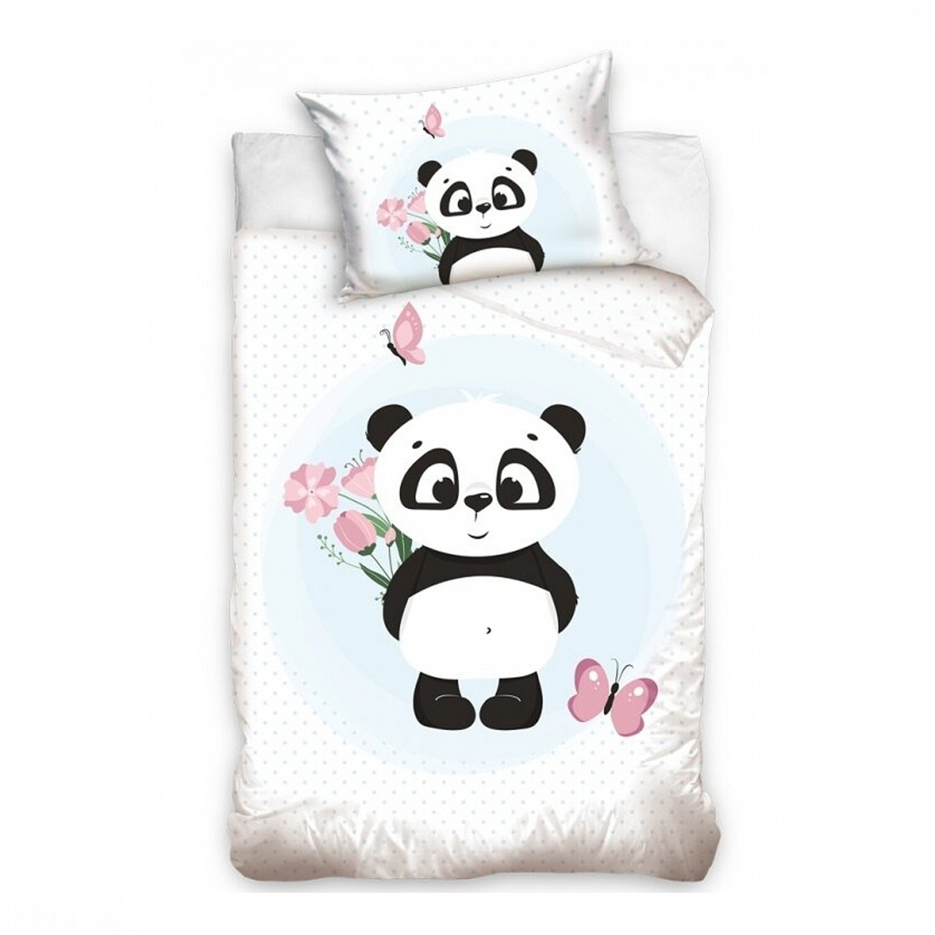 Levně Carbotex Povlečení bavlna do postýlky Roztomilá Panda 100x135, 40x60 cm
