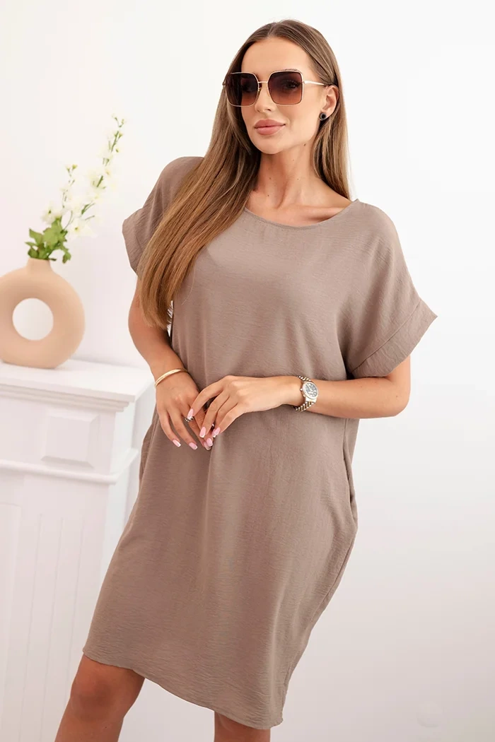 Kesi Šaty 5954D s kapsami Barva: Béžová - tmavě, Velikost: UNI