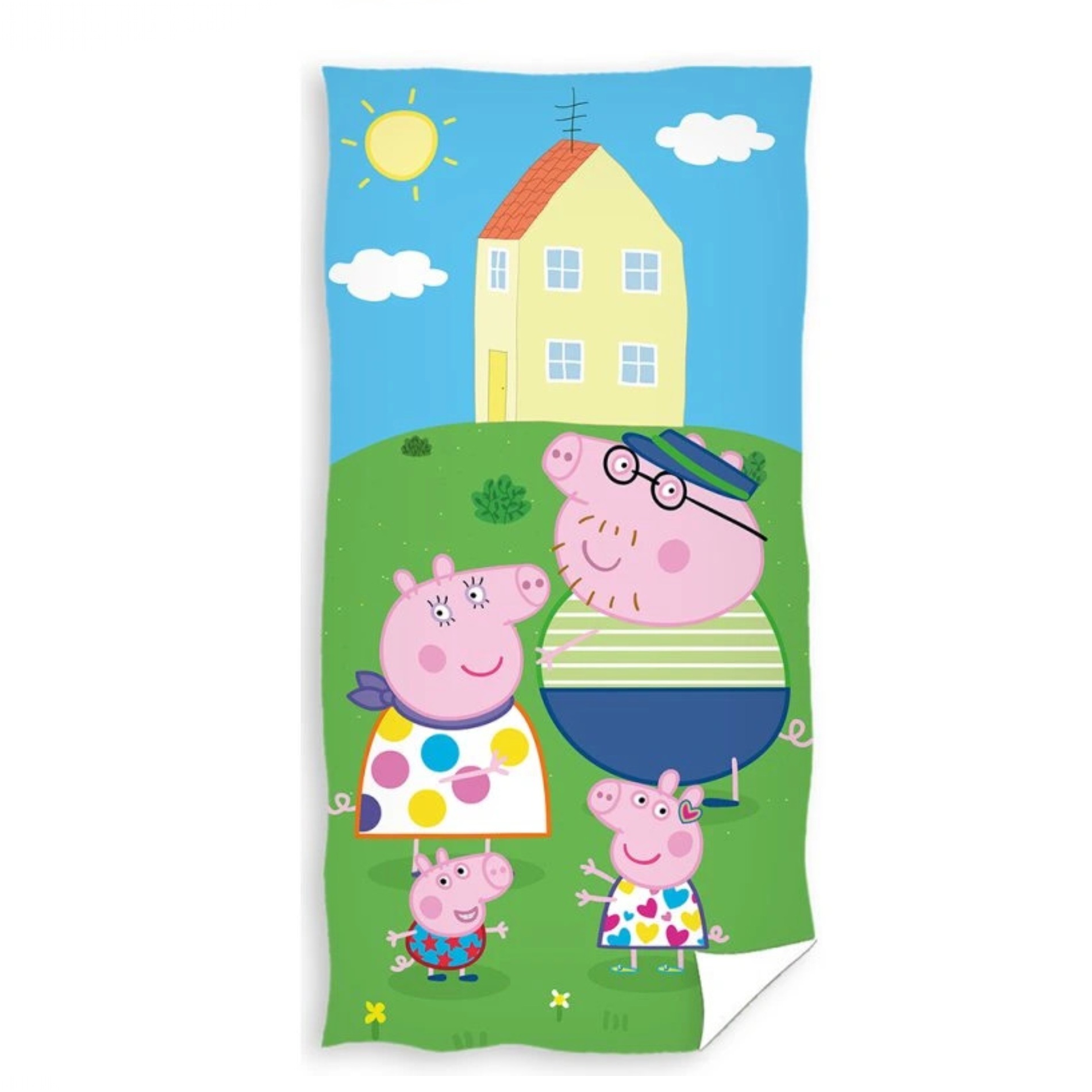Levně Carbotex Osuška Prasátko Pepina Zábava na zahradě 70x140 cm
