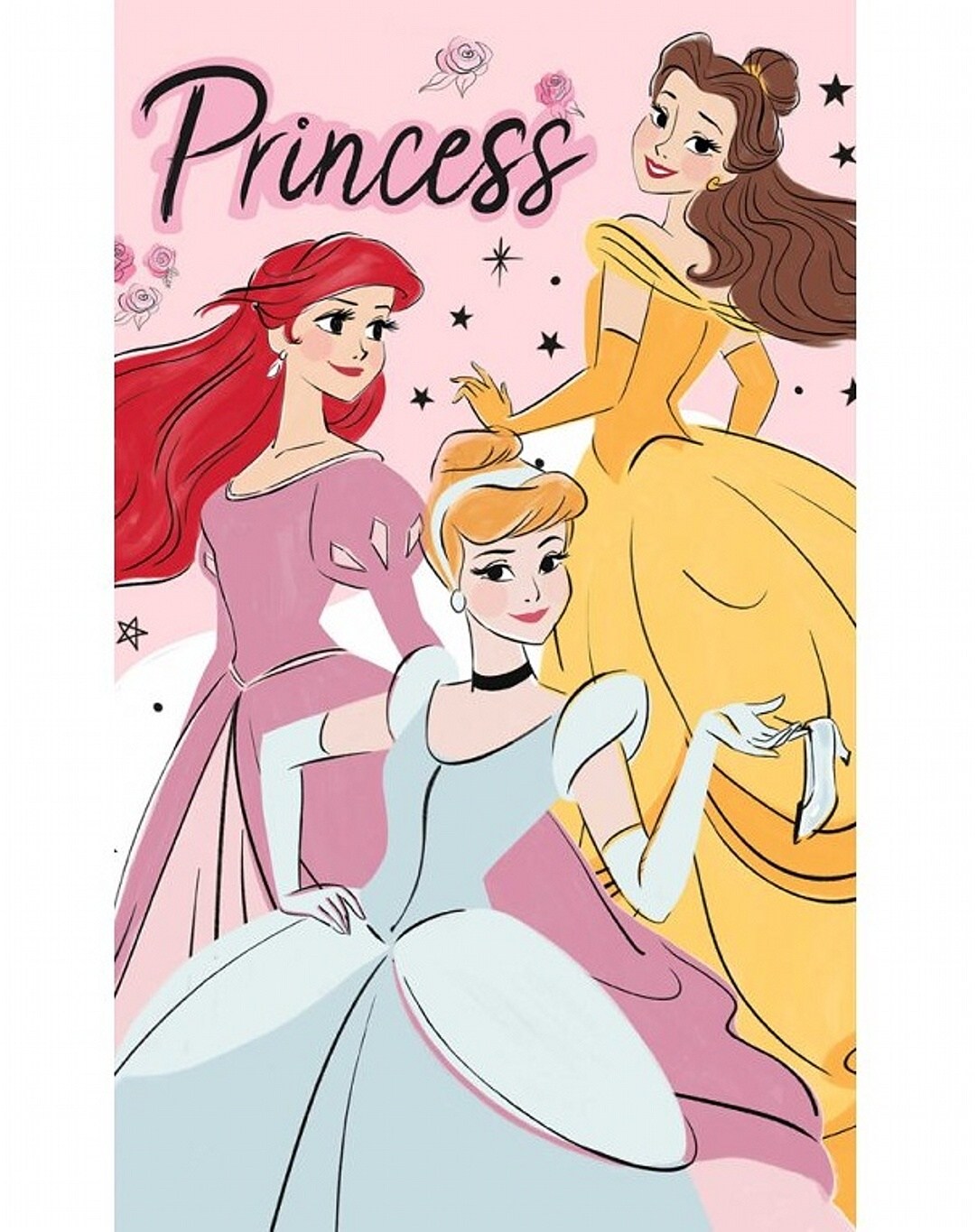 Levně Carbotex Dětský ručník Princess Popelka Ariel a Belle 30x50 cm