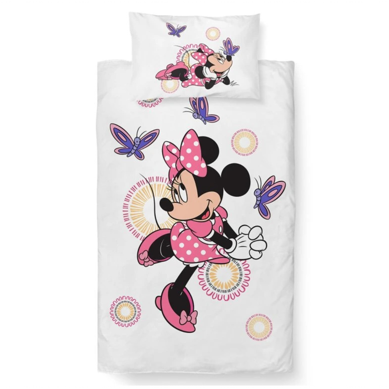 Levně Carbotex Povlečení bavlna do postýlky Minnie a Motýlci 100x135, 40x60 cm