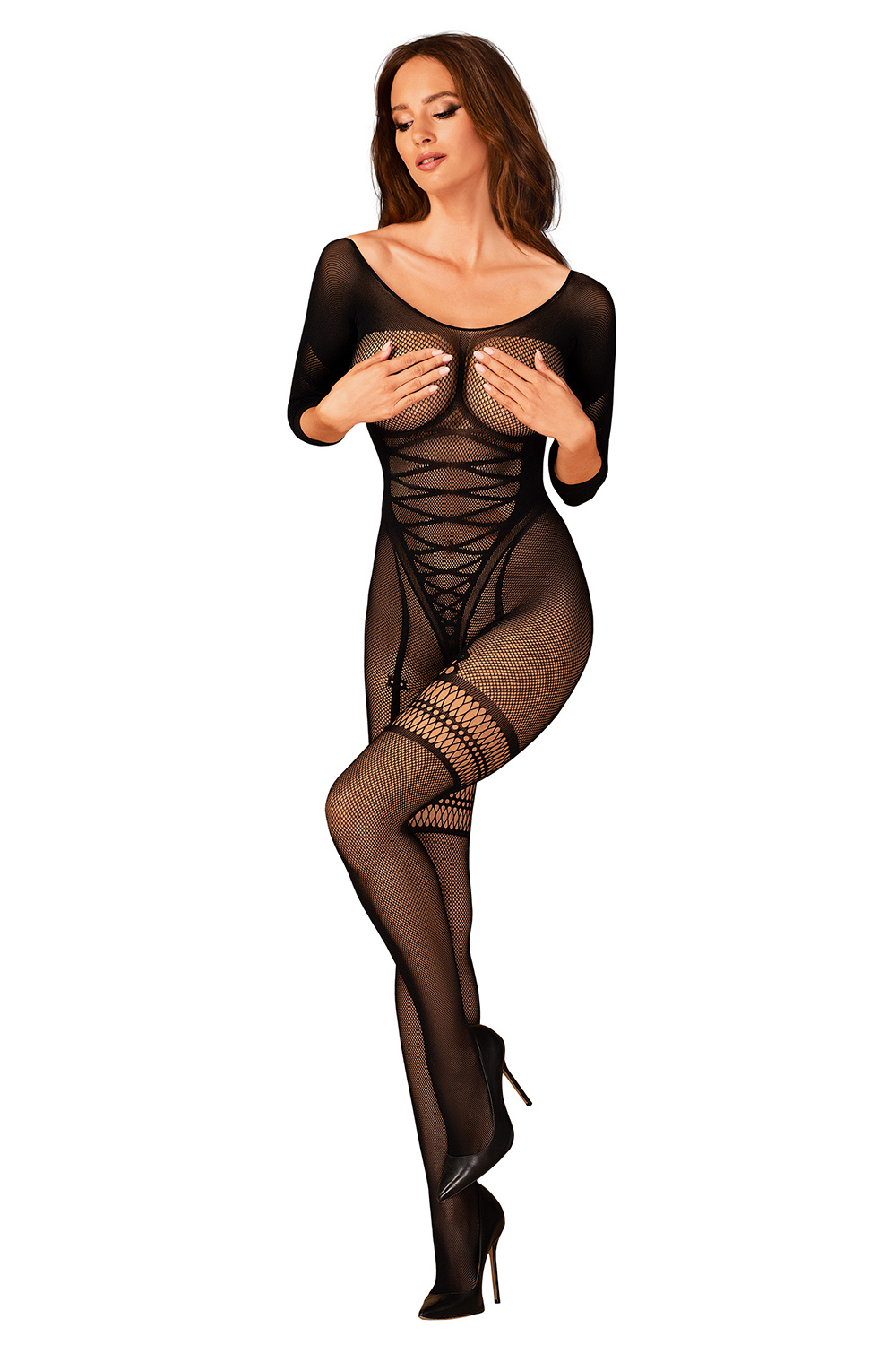 Obsessive G329 bodystocking Barva: Černá, Velikost: XL/2XL