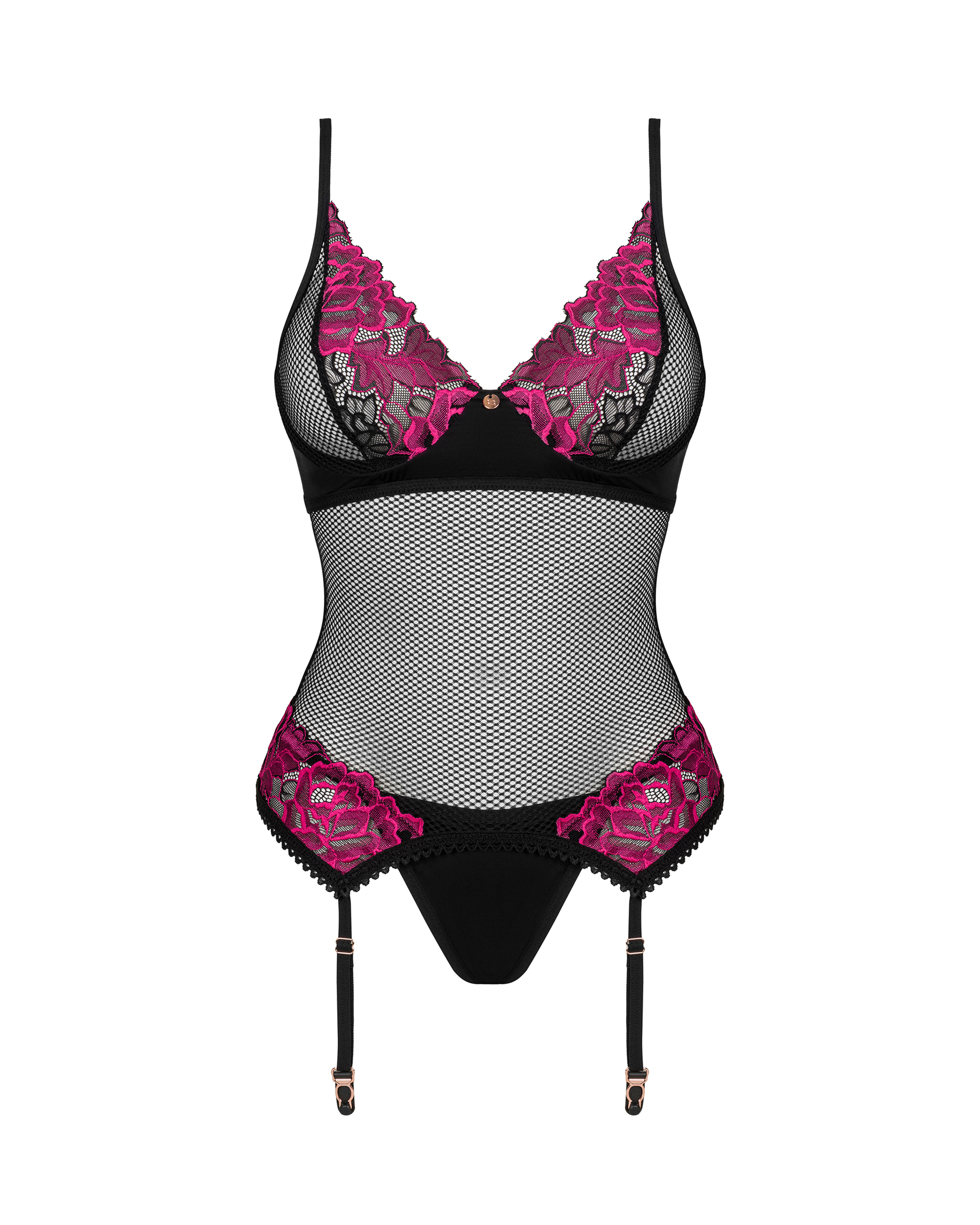 Korzet Obsessive Rosenty corset Barva: Černá, Velikost: M/L (obrázek 3)