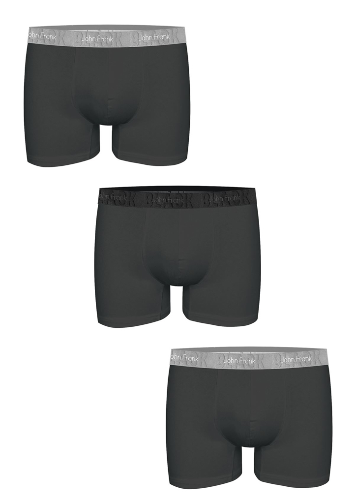 Pánské boxerky John Frank JF3BBLK02 3Pack Barva: Černá, Velikost: M