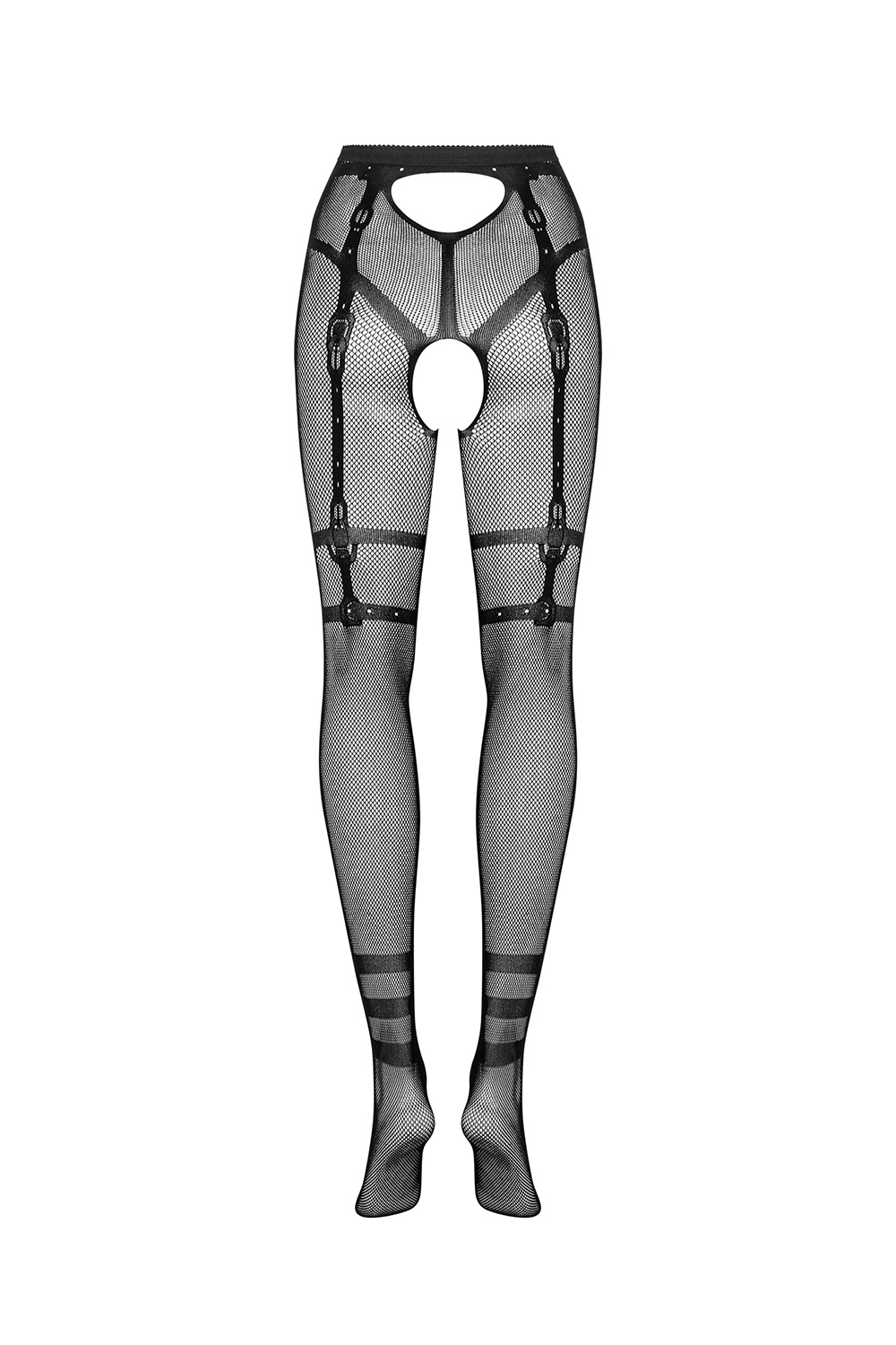 Punčochy Obsessive Crotchless Tights S123 Barva: Černá, Velikost: S/L (obrázek 4)