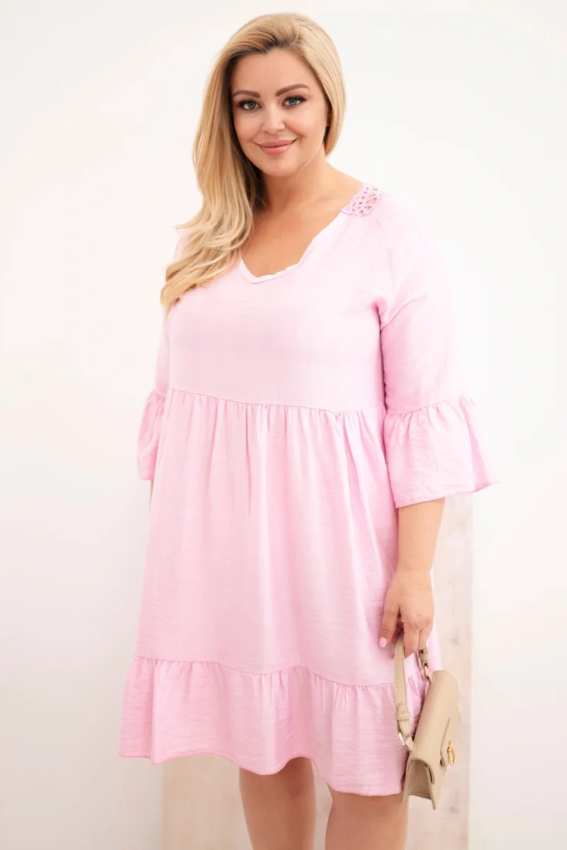 Dámské plus size viskozové šaty s otevřeným vzorem