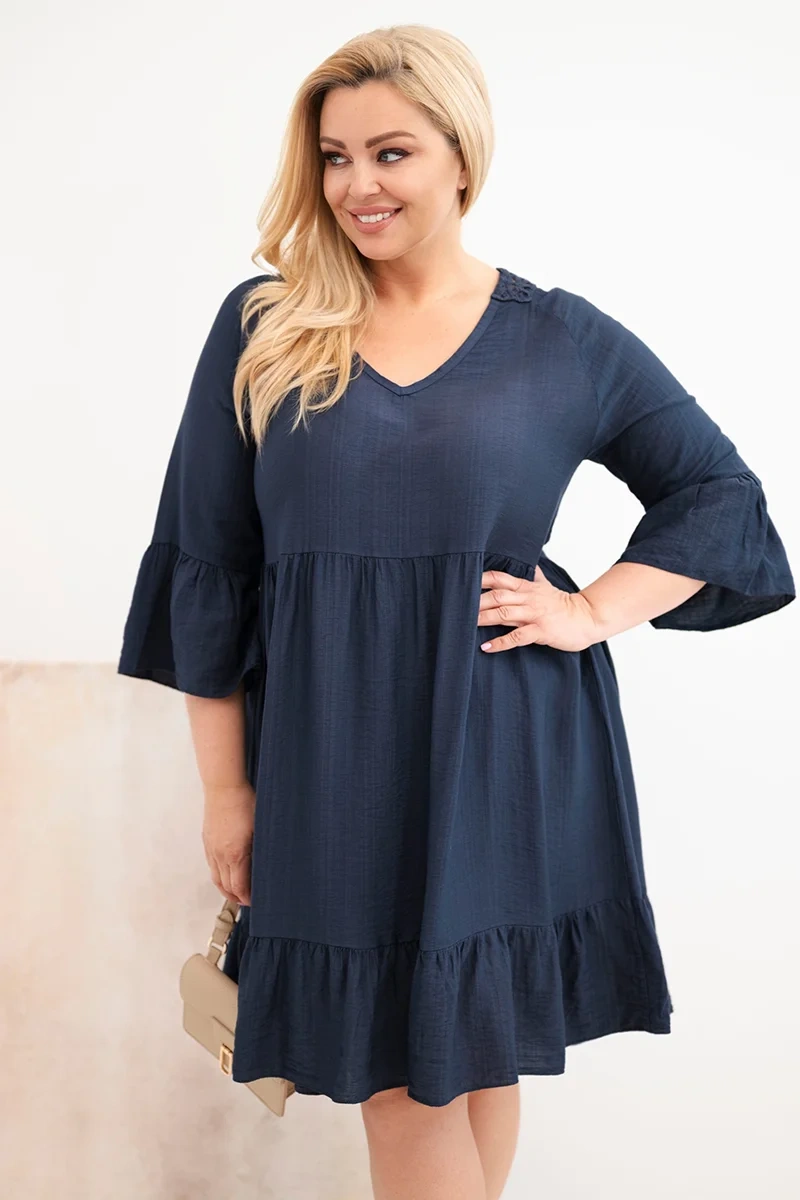 Plus Size šaty s řasením a otevřenými zády