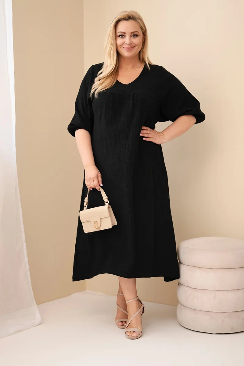 Kesi plus-size mušelínové šaty s výstřihem do V