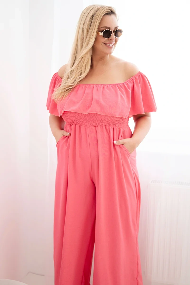 Kesi Dámský overal Plus Size 2608 Barva: Růžová, Velikost: UNI