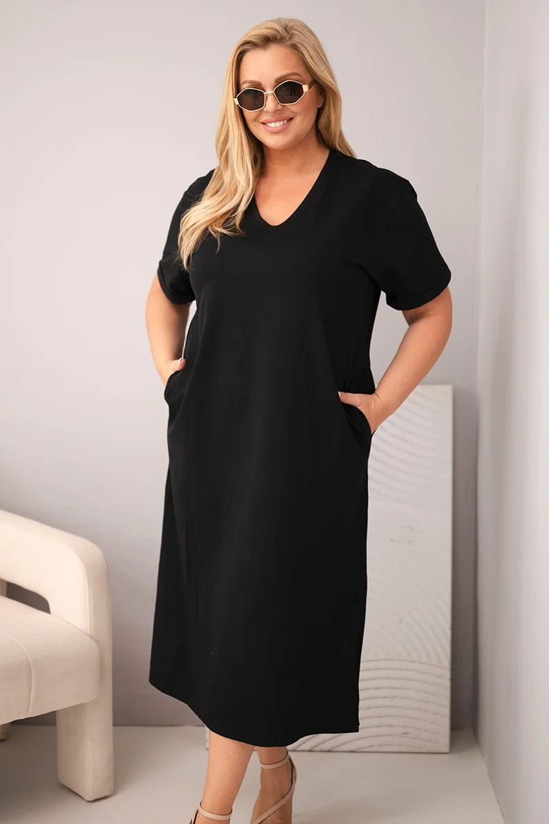 Kesi Dámské šaty Plus Size 7084 Barva: Černá, Velikost: 4XL