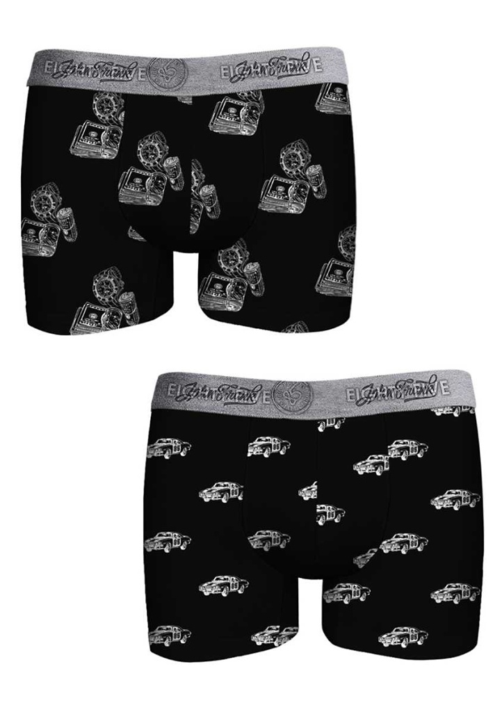 Pánské boxerky John Frank JF2BEF37 2PACK Barva: Černá, Velikost: L