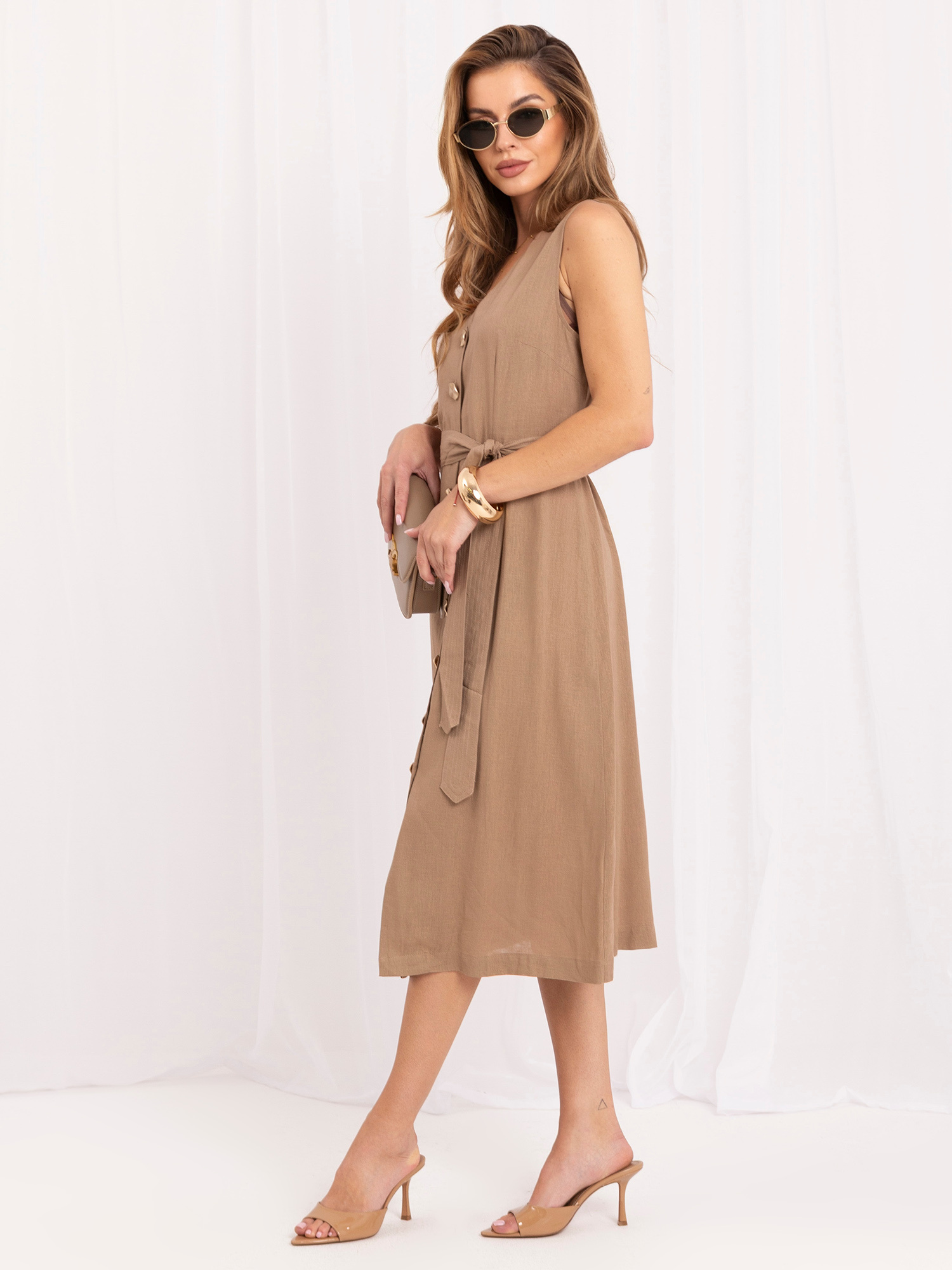 Factory Price Dámské šaty IR-SK-J172917.76 ITALY MODA - výprodej Barva: Béžová, Velikost: L