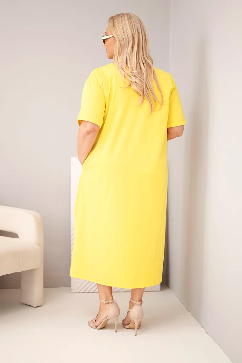 Kesi Dámské šaty Plus Size 7084 Barva: Žlutá, Velikost: 2XL (obrázek 11)