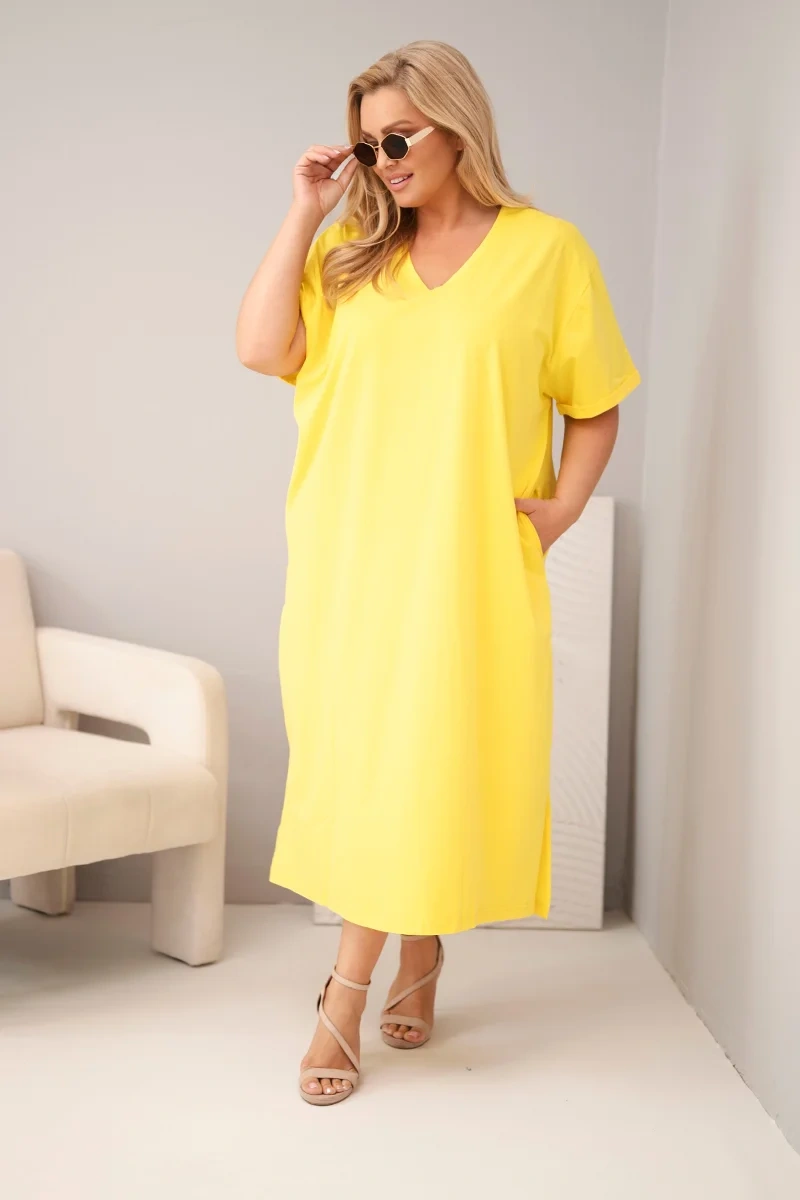 Kesi Dámské šaty Plus Size 7084 Barva: Žlutá, Velikost: 2XL (obrázek 10)