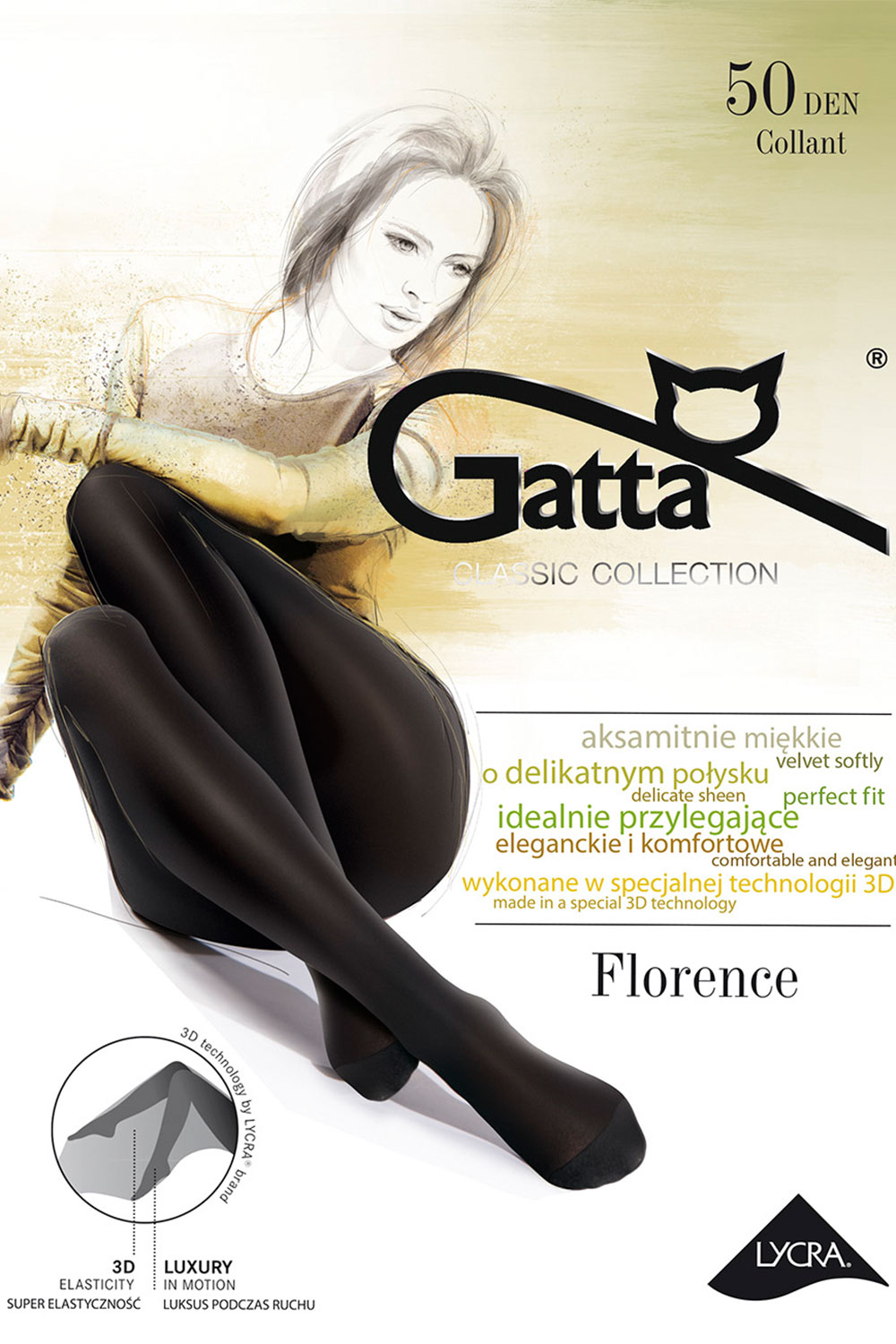 Silonkové punčocháče Gatta FLorence 50 Barva: Černá, Velikost: 4-L