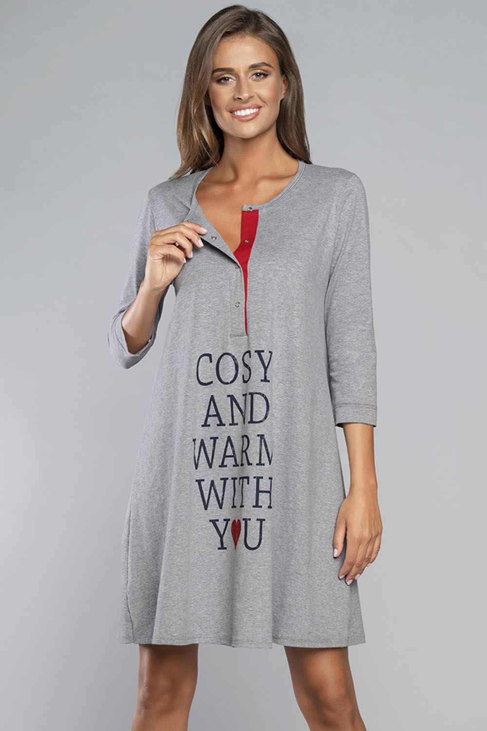 Noční košile Italian Fashion Balsam r.3/4 Barva: Šedá, Velikost: L