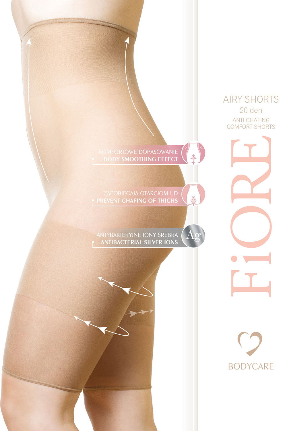 Šortky Fiore Airy Shorts 20 DEN bermudy - výprodej Barva: Béžová, Velikost: 3/4