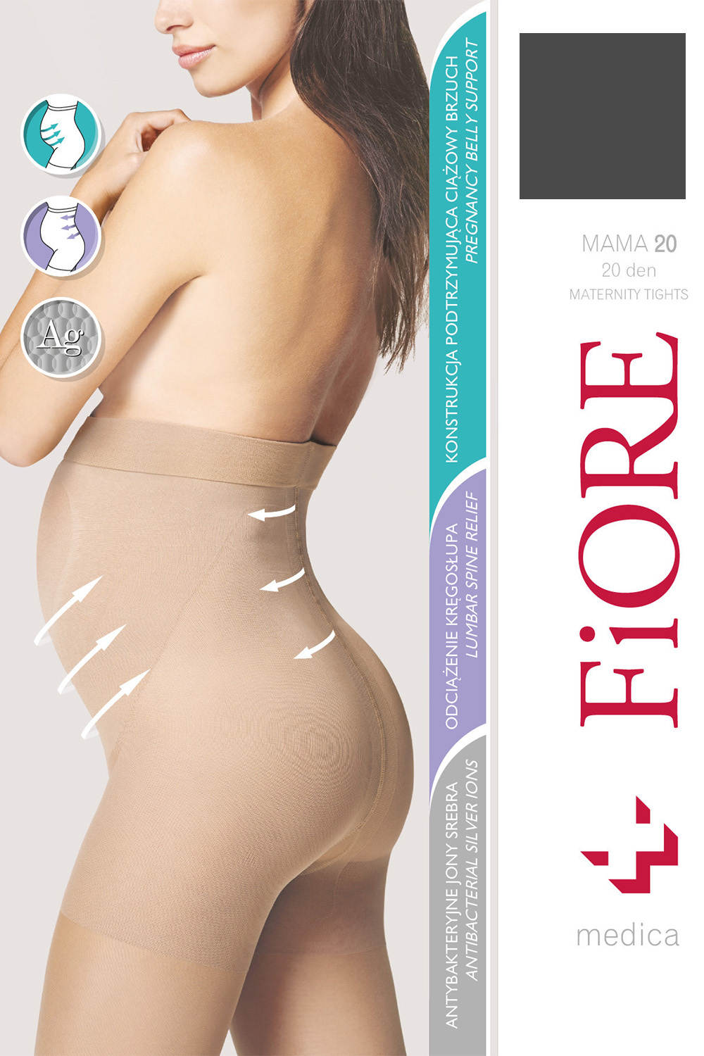 Silonkové punčocháče Fiore Mama 20 den M5208 Barva: Černá, Velikost: 4-L