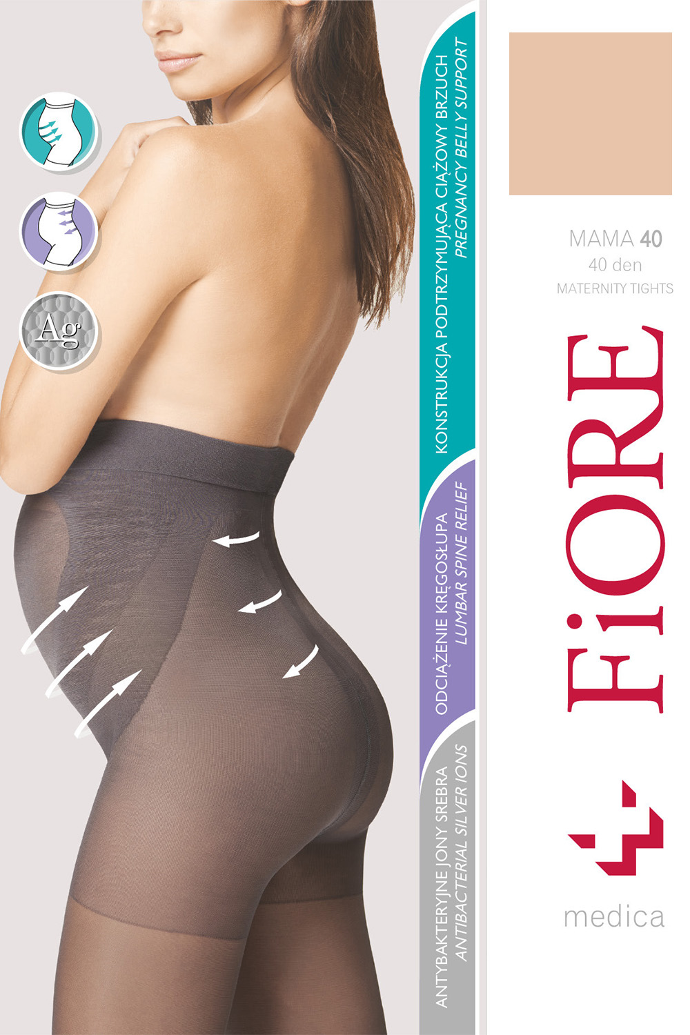 Silonkové punčocháče Fiore Mama 40 den M5209 Barva: Béžová, Velikost: 5-XL