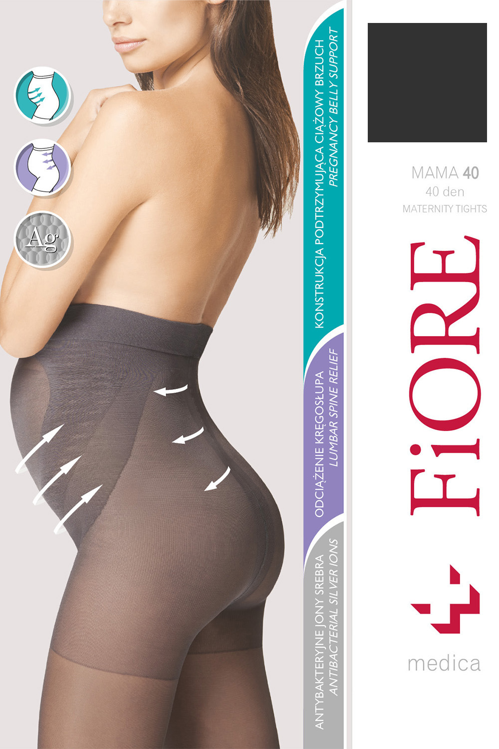 Silonkové punčocháče Fiore Mama 40 den M5209 Barva: Černá, Velikost: S