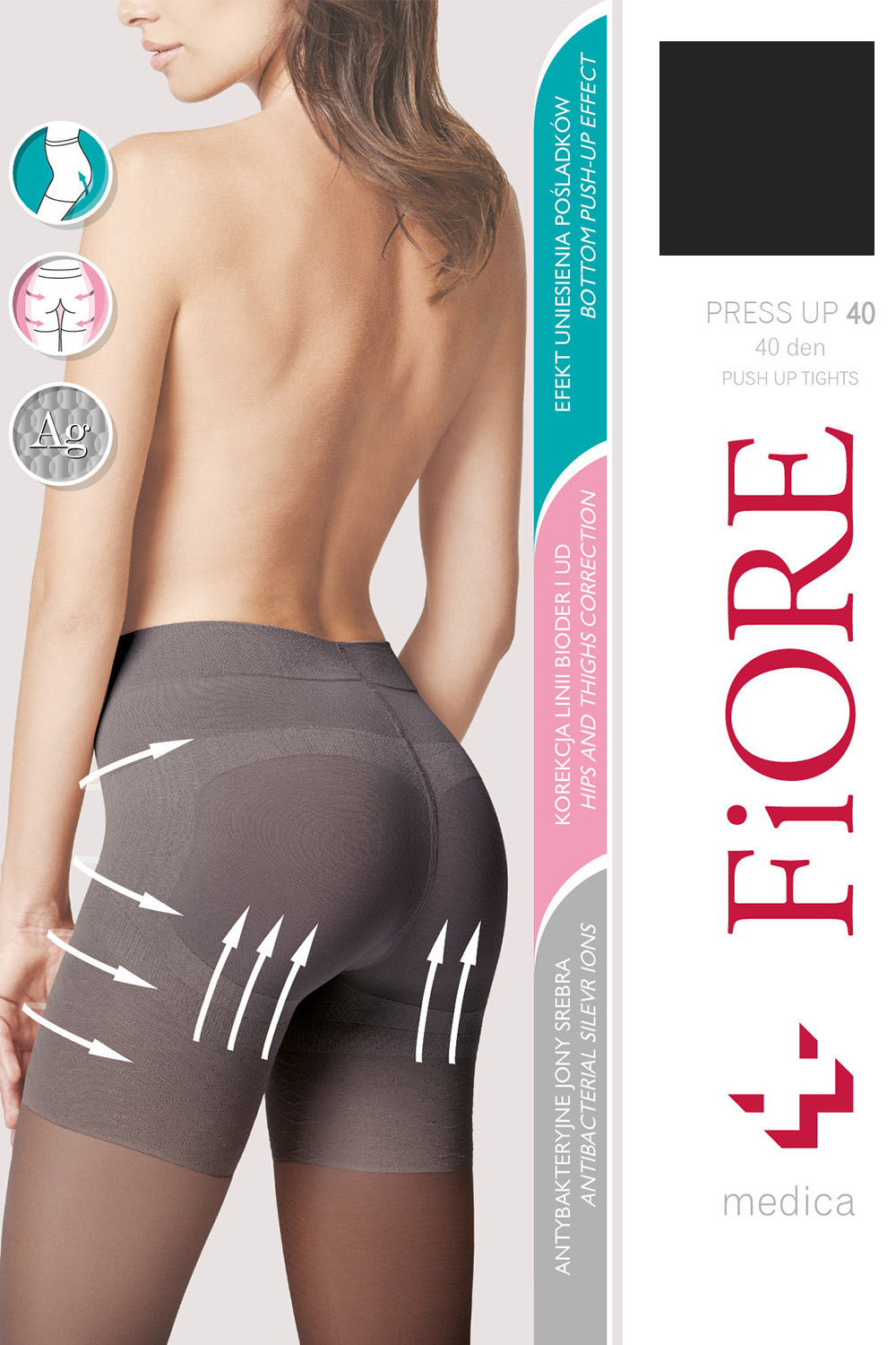 Silonkové punčocháče Fiore Press Up 40 den M5202 Barva: Černá, Velikost: 3-M