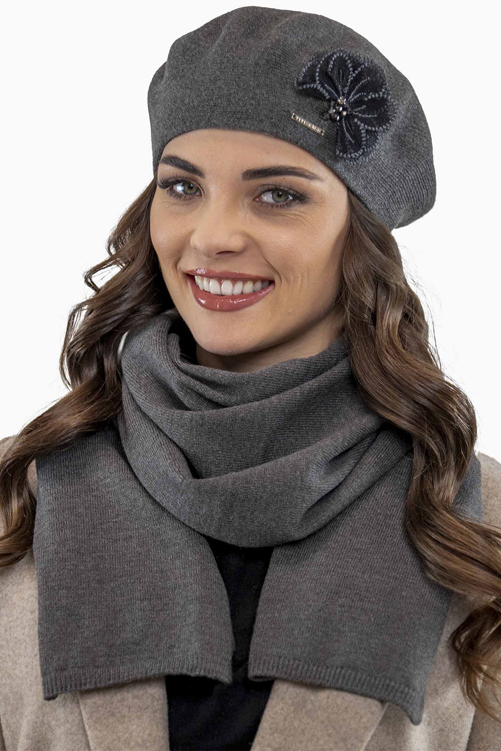 Baret a čepice Vivisence 7036 komplet Barva: Šedá, Velikost: UNI