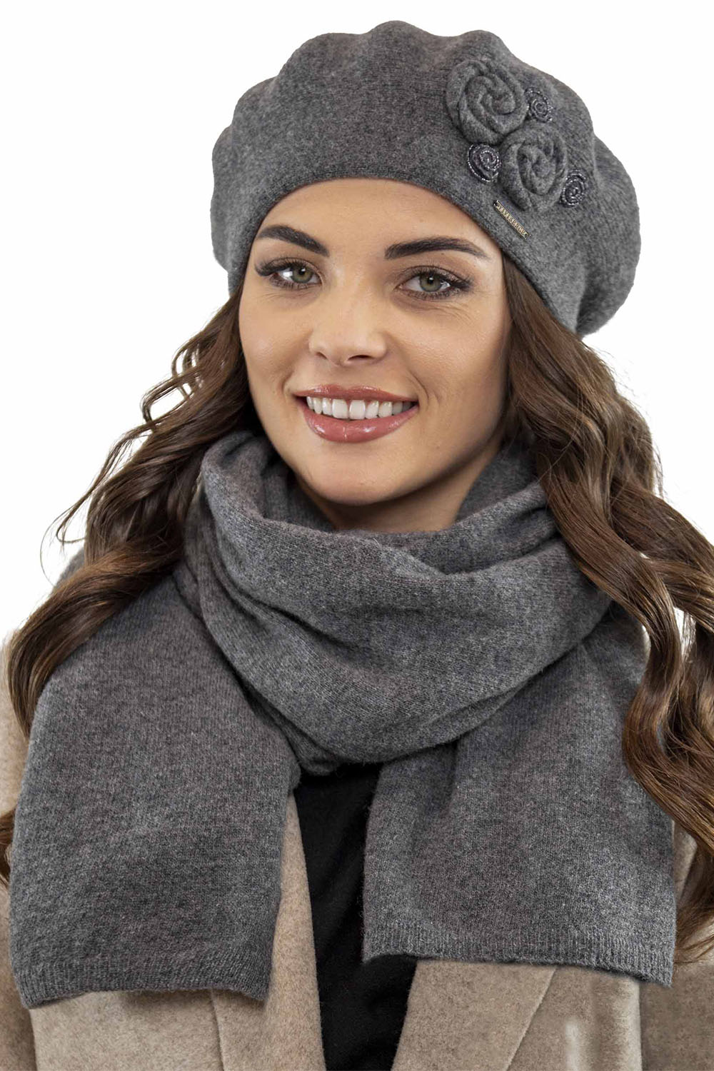 Baret a šála Vivisence 7037Kmpl Barva: Šedá, Velikost: UNI