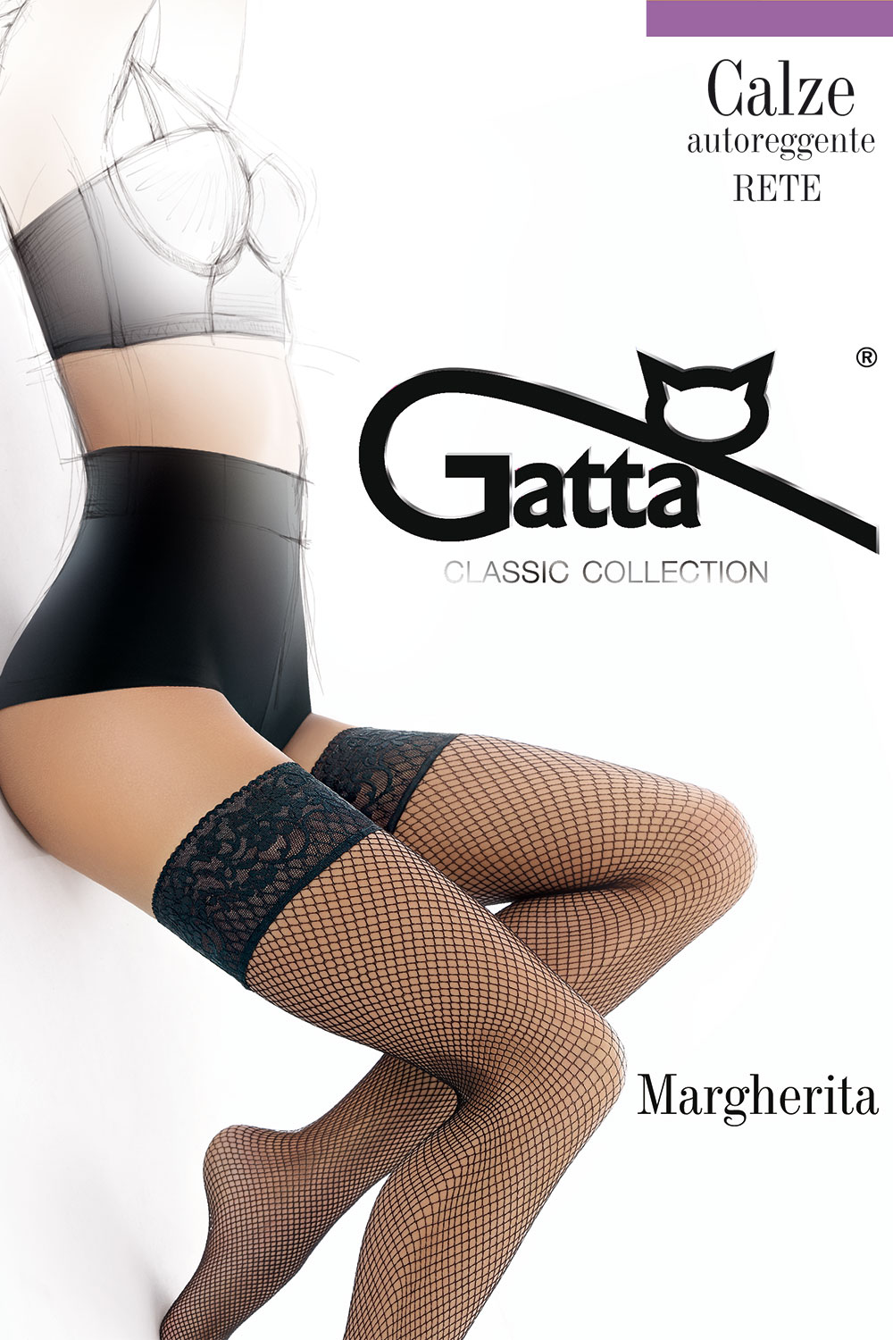 Punčochy Gatta Margherita 01 samodržící, síťované Barva: Černá, Velikost: 3-4