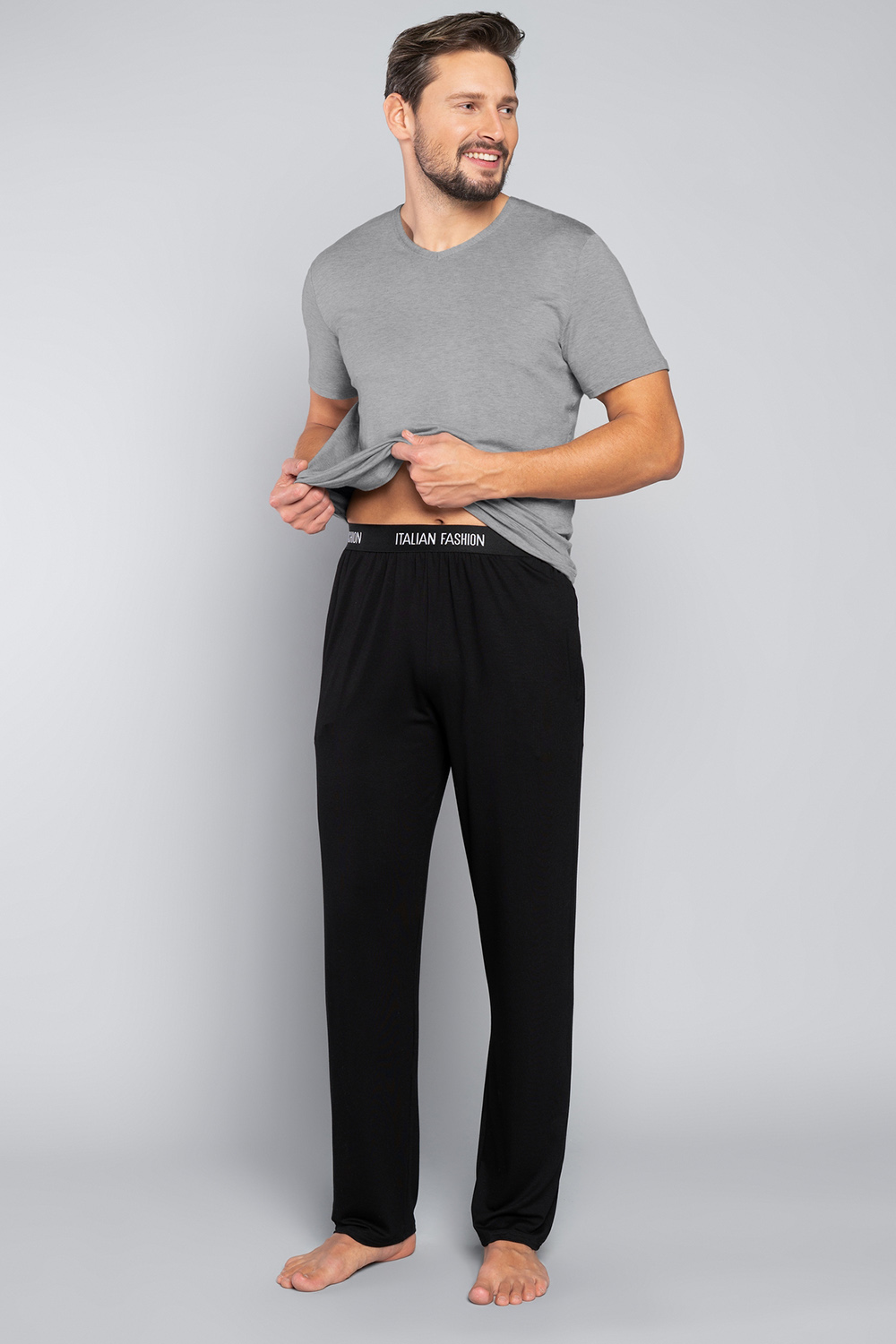 Pánské pyžamomo Italian Fashion Dallas kr.r. dł.sp. Barva: Šedá, Velikost: 2XL