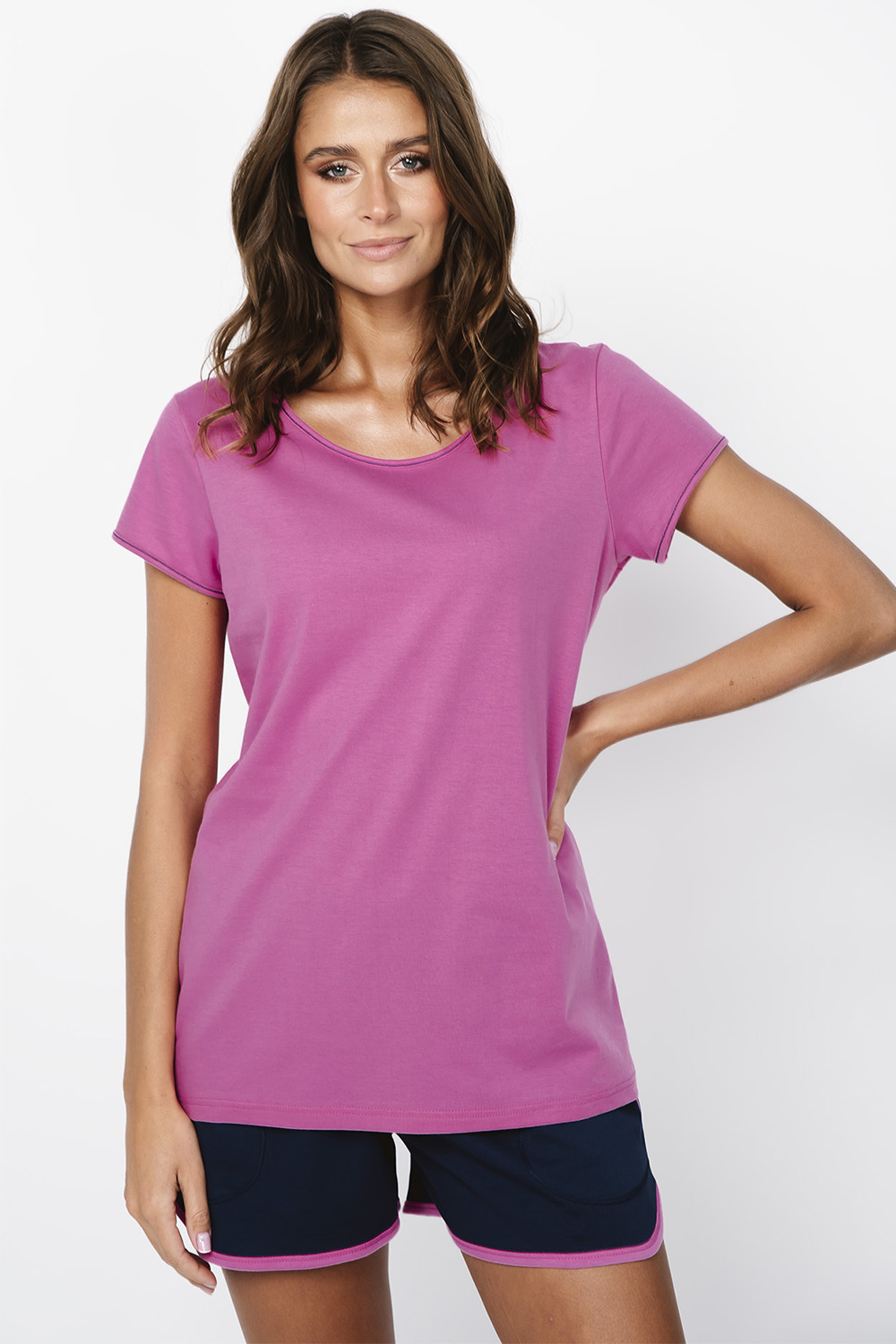 Dámské pyžamo Italian Fashion Ontega kr.r. kr.sp. Barva: Modrá - tmavě, Velikost: S